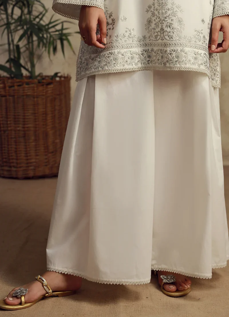 Image | Ella | Side Flared Izaar | Pure Cotton | Off White | 1 pc | TS-747. - Image 3