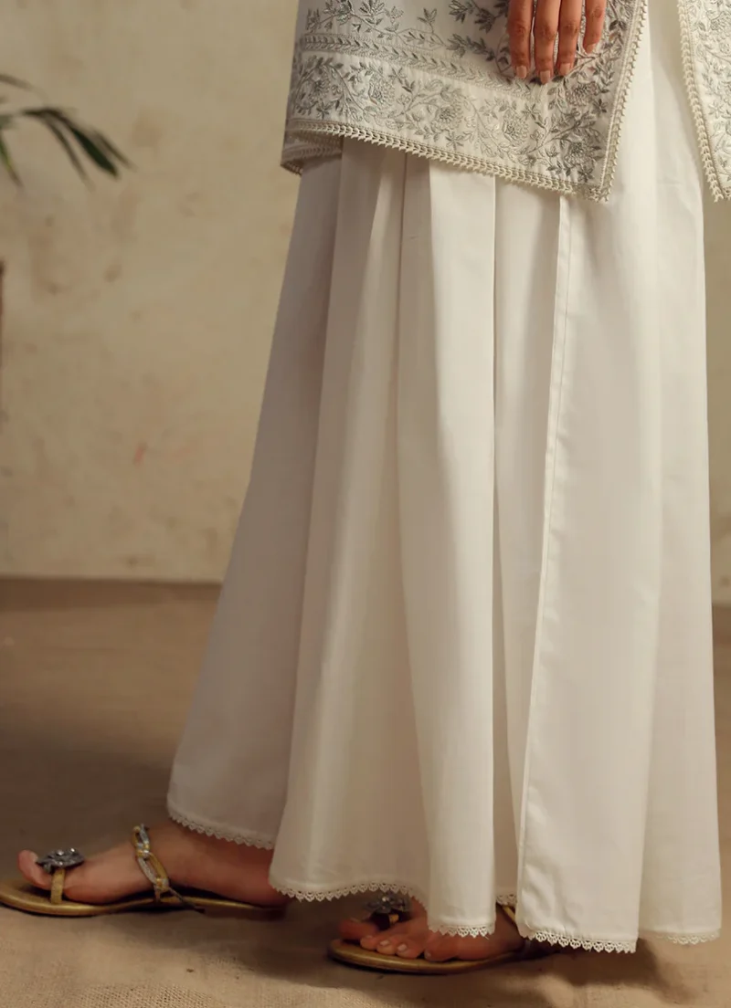 Image | Ella | Side Flared Izaar | Pure Cotton | Off White | 1 pc | TS-747. - Image 4