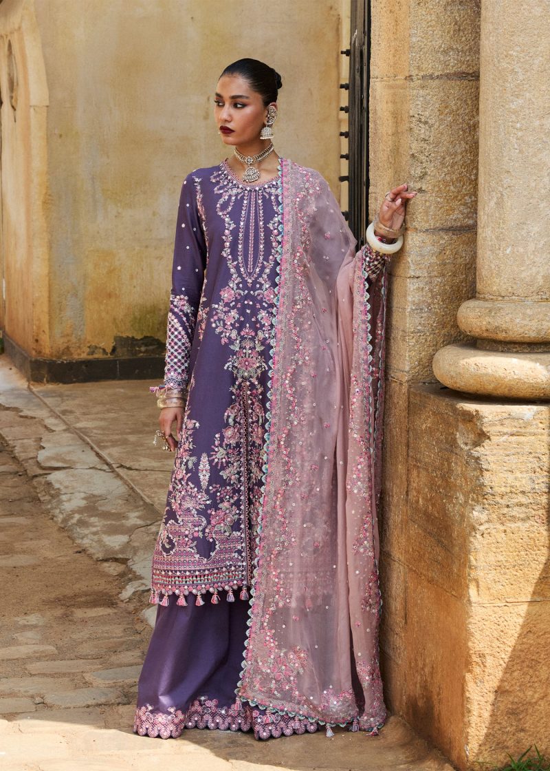 Hussain Rehar | luxury lawn25 | Purple  | Unstitched | Festive wear | Irris | 3pc set.