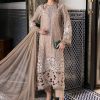 Maria.b | Luxury Lawn | Cofee | Unstitched | Embroidered Net Suit | 3 Piece