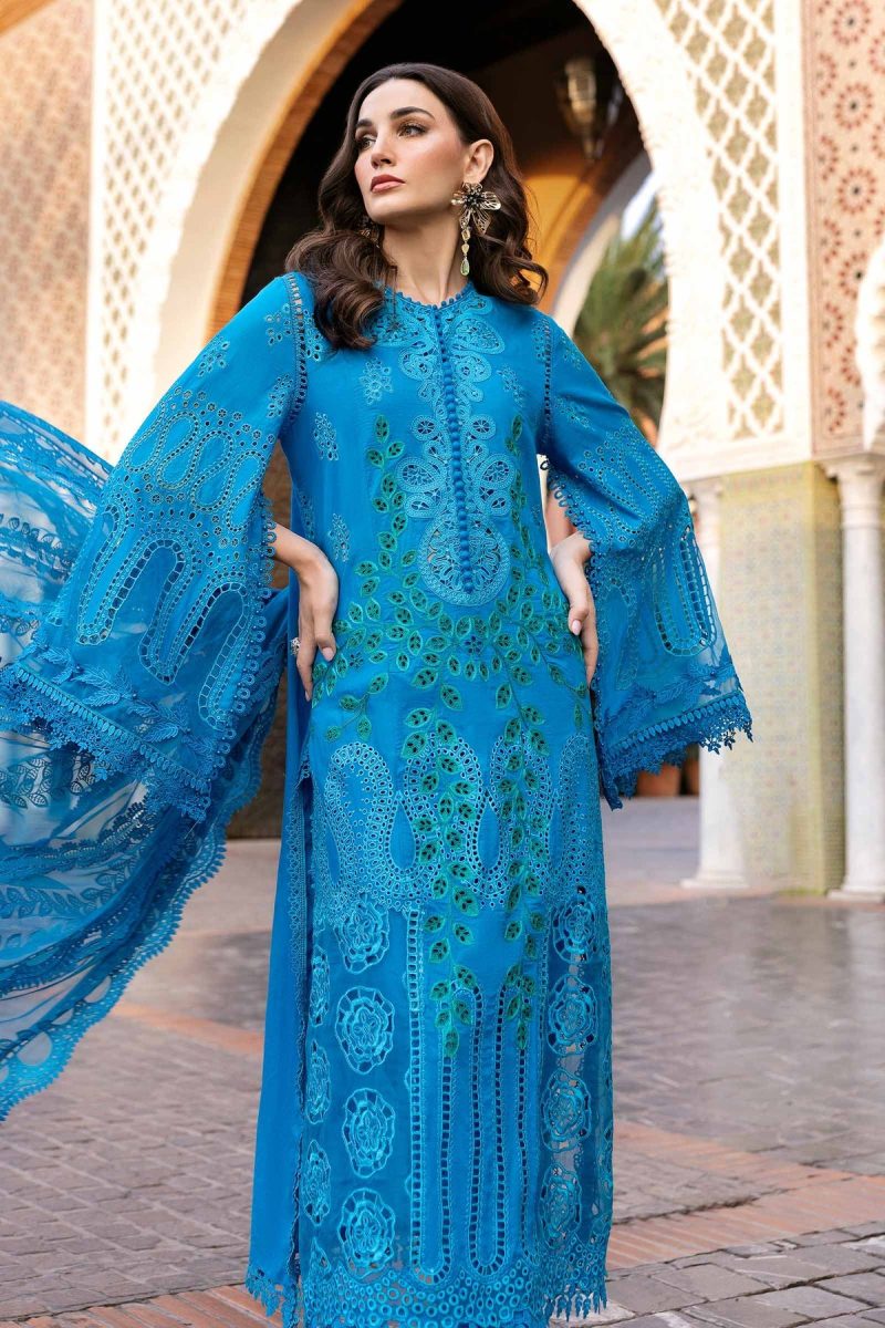 Maria.b | Luxury Lawn | Ferozi | Unstitched | Embroidered Net Suit | 3 Piece - Image 2