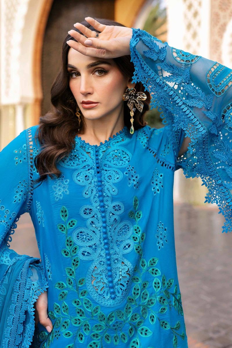 Maria.b | Luxury Lawn | Ferozi | Unstitched | Embroidered Net Suit | 3 Piece - Image 3