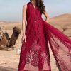 Maria.b | Luxury Lawn | Red | Unstitched | Embroidered Net Suit | 3 Piece