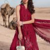 Maria.b | Luxury Lawn | Red | Unstitched | Embroidered Net Suit | 3 Piece - Image 2