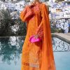 Maria.b | Luxury Lawn | Orange | Unstitched | Embroidered Net Suit | 3 Piece
