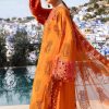 Maria.b | Luxury Lawn | Orange | Unstitched | Embroidered Net Suit | 3 Piece - Image 2