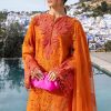 Maria.b | Luxury Lawn | Orange | Unstitched | Embroidered Net Suit | 3 Piece - Image 4
