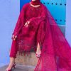 Maria.b | Luxury Lawn | Fuchsia Pink | Unstitched | Embroidered Net Suit | 3 Piece - Image 2