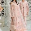 Maria.b | Luxury Lawn | Peach | Unstitched | Embroidered Net Suit | 3 Piece - Image 4