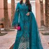 Maria.b | Luxury Lawn | Teal | Unstitched | Embroidered Net Suit | 3 Piece