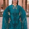 Maria.b | Luxury Lawn | Teal | Unstitched | Embroidered Net Suit | 3 Piece - Image 4