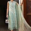 Maria.b | Luxury Lawn | Aqua | Unstitched | Embroidered Net Suit | 3 Piece