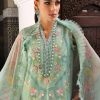 Maria.b | Luxury Lawn | Aqua | Unstitched | Embroidered Net Suit | 3 Piece - Image 3