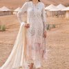Maria.b | Luxury Lawn | White Pink | Unstitched | Embroidered Net Suit | 3 Piece