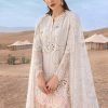 Maria.b | Luxury Lawn | White Pink | Unstitched | Embroidered Net Suit | 3 Piece - Image 3
