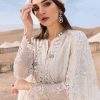 Maria.b | Luxury Lawn | White Pink | Unstitched | Embroidered Net Suit | 3 Piece - Image 4