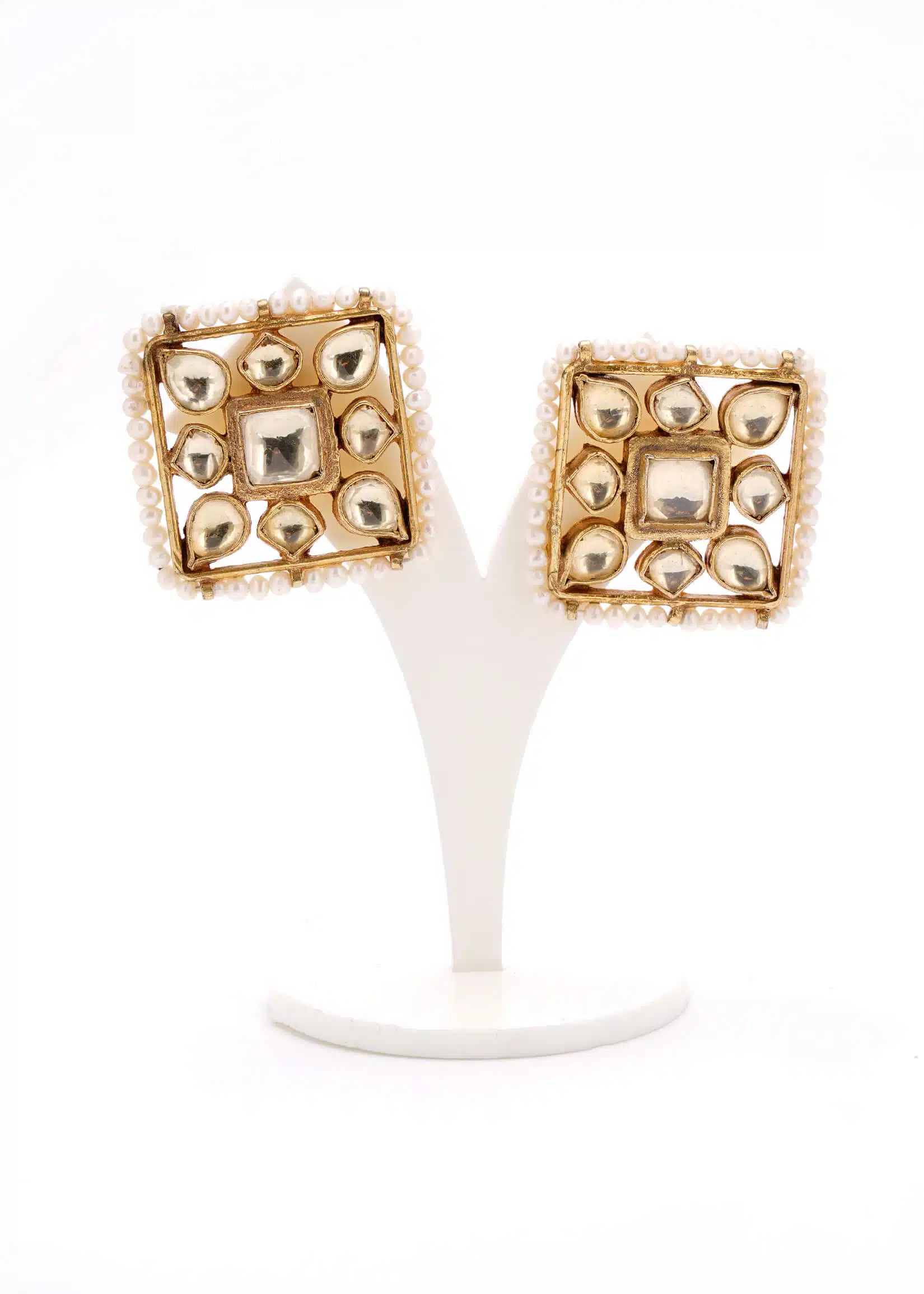 Square Tops | Gold Metal Yellow Uncut Diamond with Lulu Accents