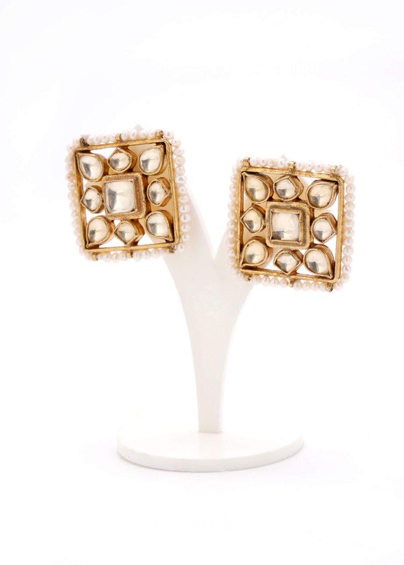 Square Tops | Gold Metal Yellow Uncut Diamond with Lulu Accents - Image 2