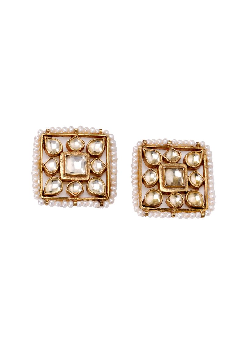 Square Tops | Gold Metal Yellow Uncut Diamond with Lulu Accents - Image 3