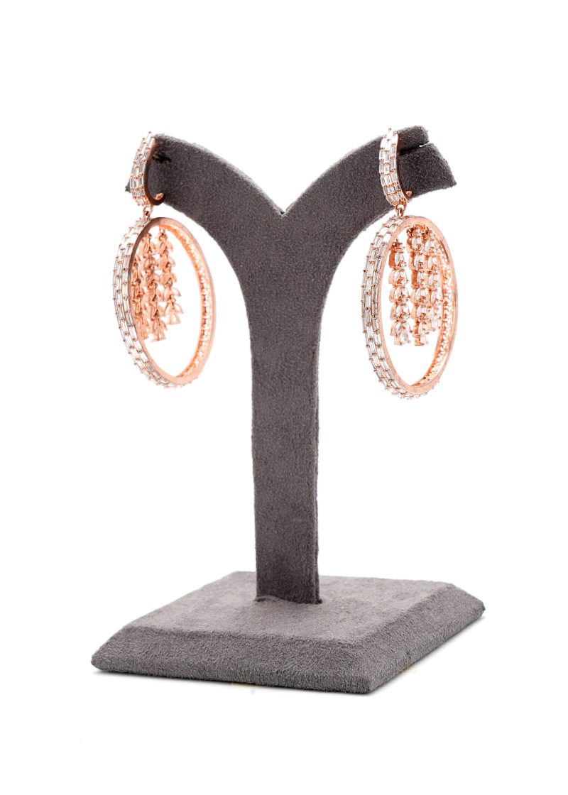 Bali Earring | Rose Gold Metal Silver Diamond Elegant Design - Image 2