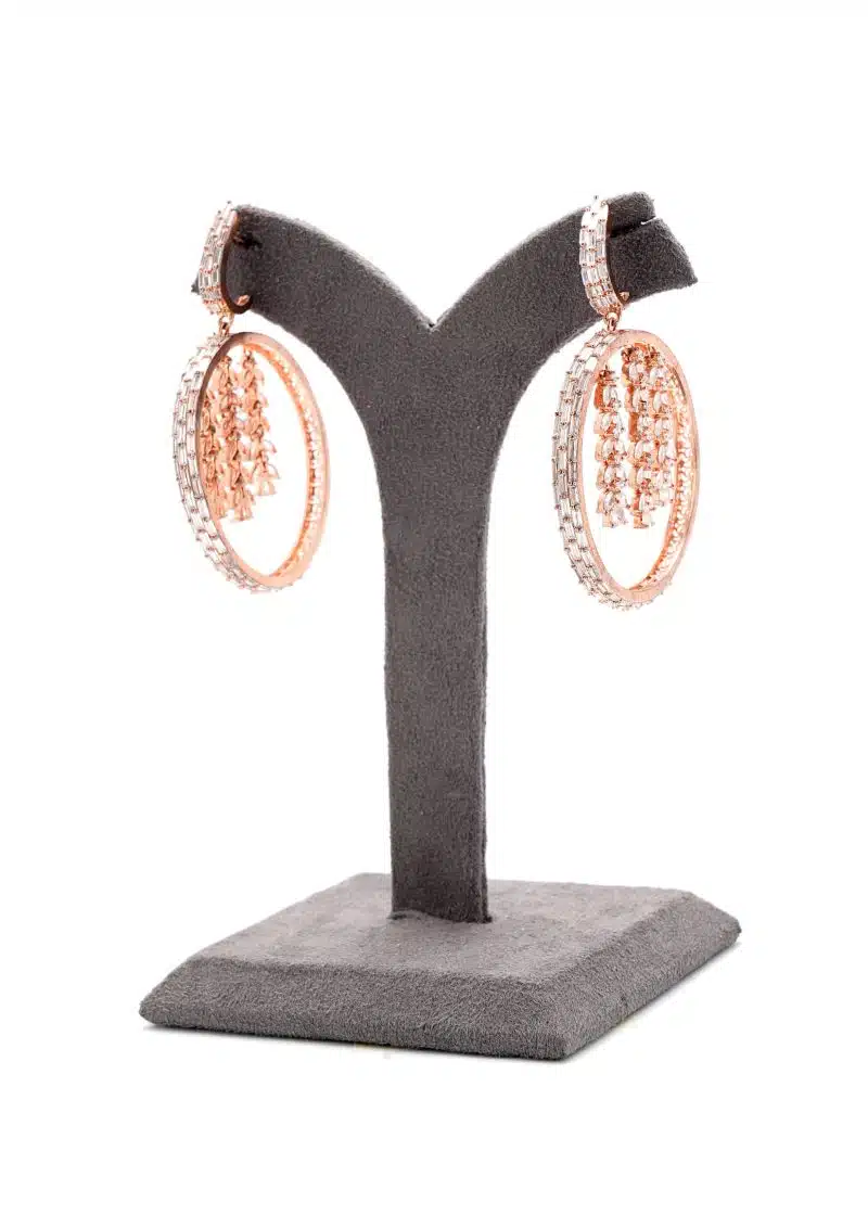 Bali Earring | Rose Gold Metal Silver Diamond Elegant Design - Image 2