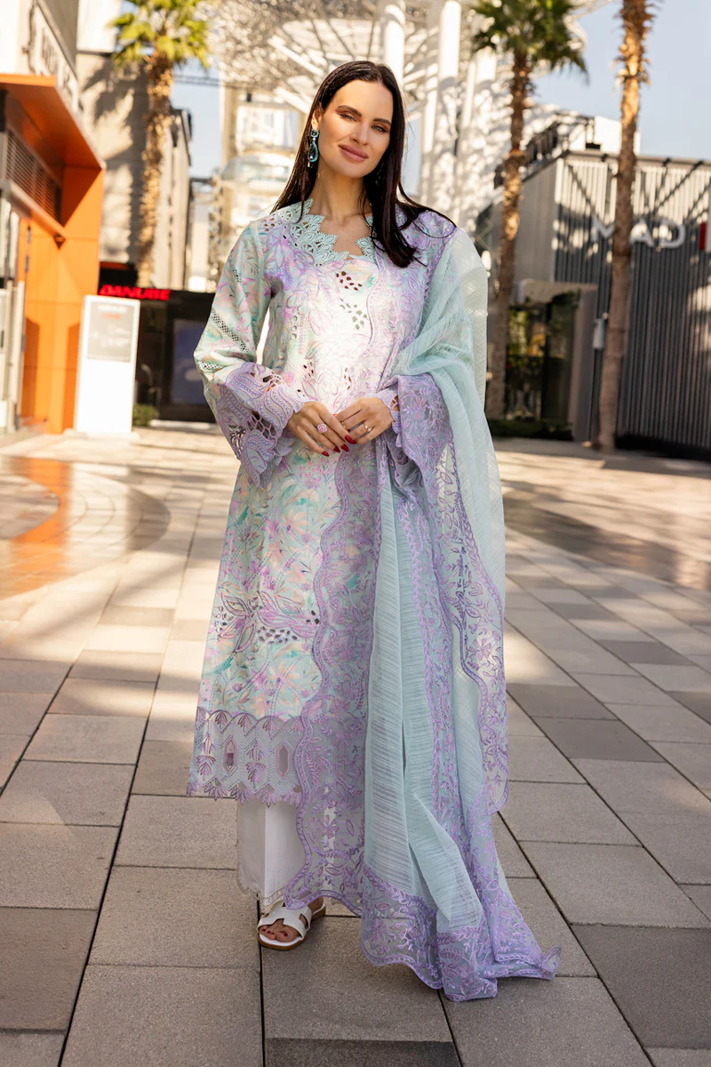 Rang Rasiya | Carnation Summer Edit | Isabella | Aqua Blue | Unstitched Embroidered Net Suit | 3 Pc