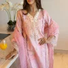 Rang Rasiya | Carnation Summer Edit | Freesia | Ombre Pink | Unstitched Embroidered Net Suit | 3 Piece - Image 3