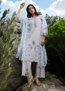 Image | Lawnkari 25 Collection | Lilac/Blue | Unstitched | Festive wear | Lyra- D1 | 3 pc set.