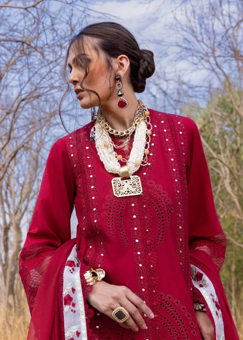 Saira Shakira | Luxury lawn'25 | Shams-a | Lawn | Flame | Embroidered Suit | 3pc - Image 3