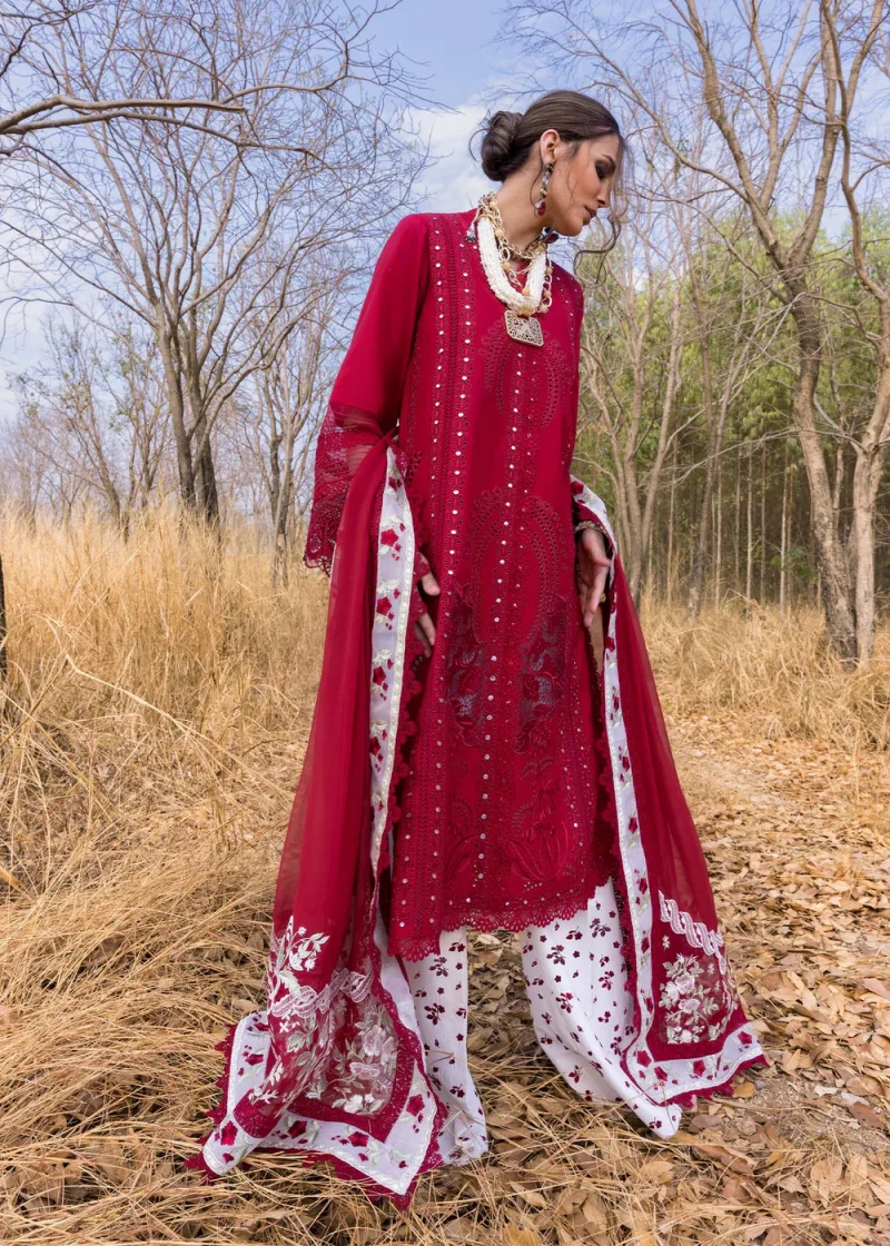 Saira Shakira | Luxury lawn'25 | Shams-a | Lawn | Flame | Embroidered Suit | 3pc - Image 4