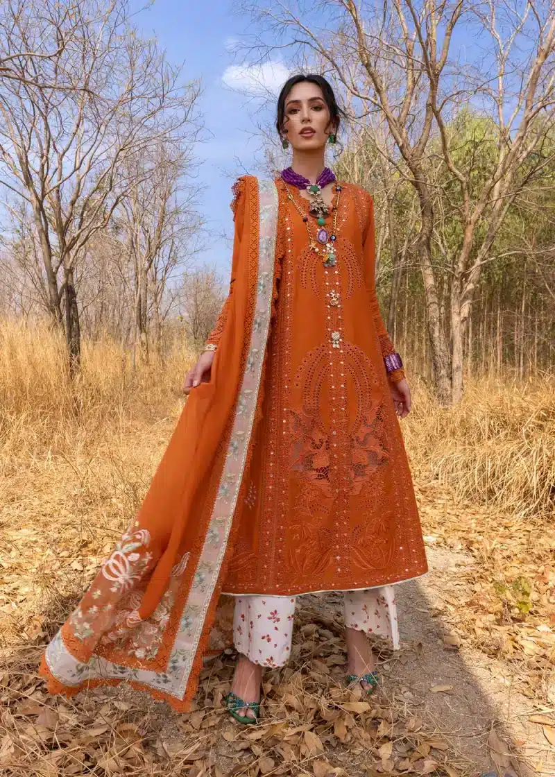 Saira Shakira | Luxury lawn'25 | Shams-b | Lawn | Flame | Embroidered Suit | 3pc - Image 2