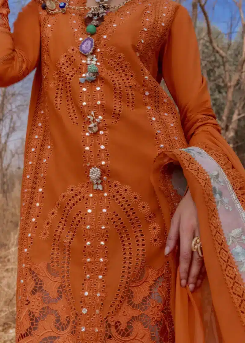 Saira Shakira | Luxury lawn'25 | Shams-b | Lawn | Flame | Embroidered Suit | 3pc - Image 3