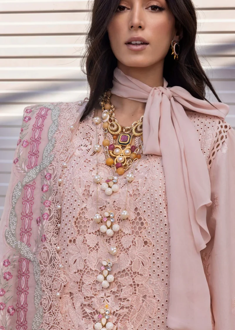 Saira Shakira | Luxury lawn'25 | Leyla-a | Lawn | Salmon pink | Embroidered Suit | 3pc - Image 3