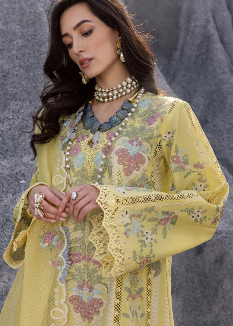 Saira Shakira | Luxury lawn'25 | Dilara-b | Lawn | Sky | Embroidered Suit | 3pc - Image 3