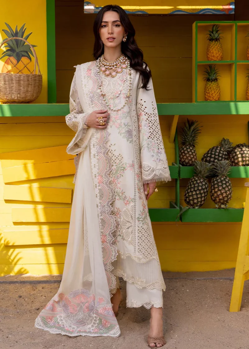 Saira Shakira | Luxury lawn'25 | Dahlia-a | Lawn | Ivory | Embroidered Suit | 3pc