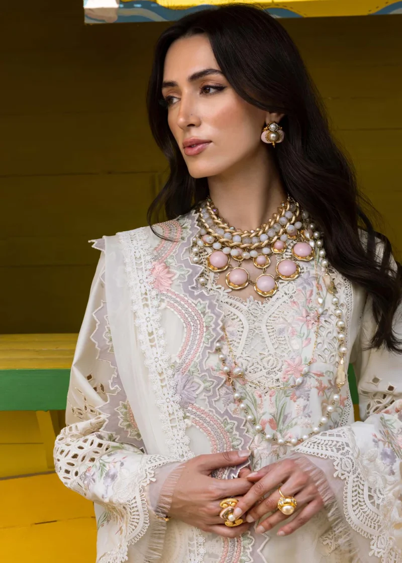 Saira Shakira | Luxury lawn'25 | Dahlia-a | Lawn | Ivory | Embroidered Suit | 3pc - Image 2