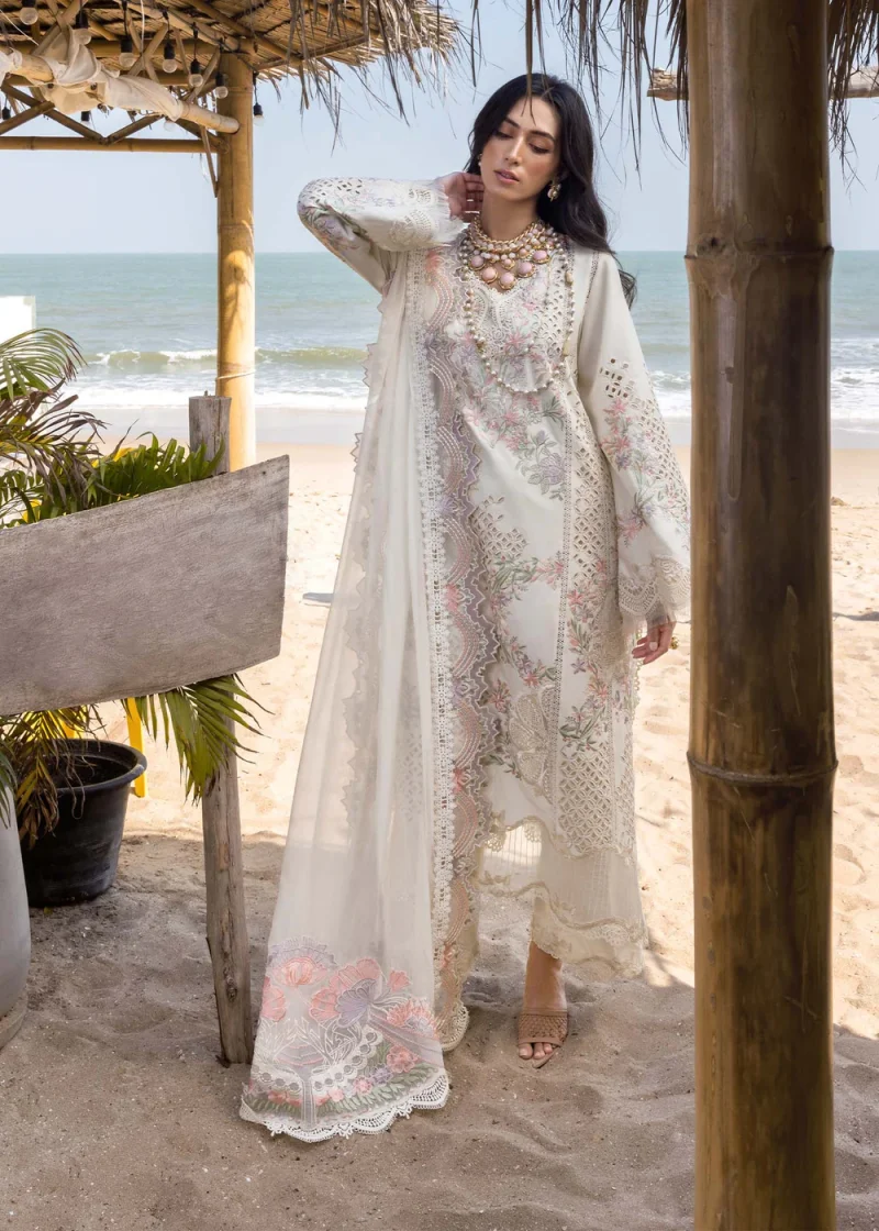 Saira Shakira | Luxury lawn'25 | Dahlia-a | Lawn | Ivory | Embroidered Suit | 3pc - Image 3