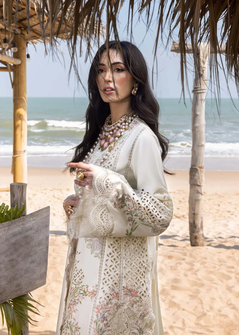 Saira Shakira | Luxury lawn'25 | Dahlia-a | Lawn | Ivory | Embroidered Suit | 3pc - Image 4