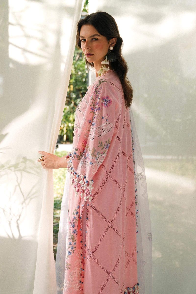 Sana Safinaz | Luxury Lawn 25 | Baby pink | Unstitched | Festive wear | 001B-3CT | 3pc set. - Image 2