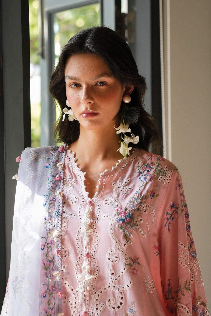 Sana Safinaz | Luxury Lawn 25 | Baby pink | Unstitched | Festive wear | 001B-3CT | 3pc set. - Image 3