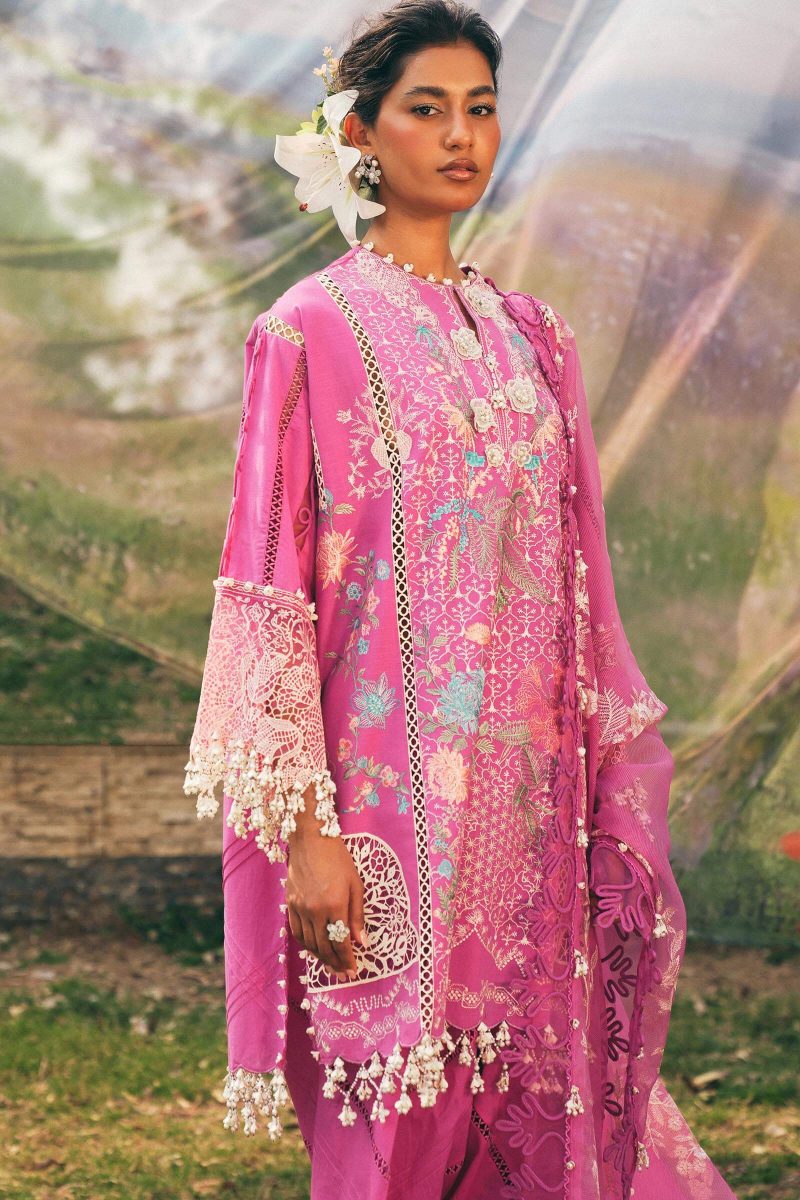 Sana Safinaz | Luxury Lawn 25 | Magenta | Unstitched | Festive wear | 005A-3CT | 3pc set. - Image 2