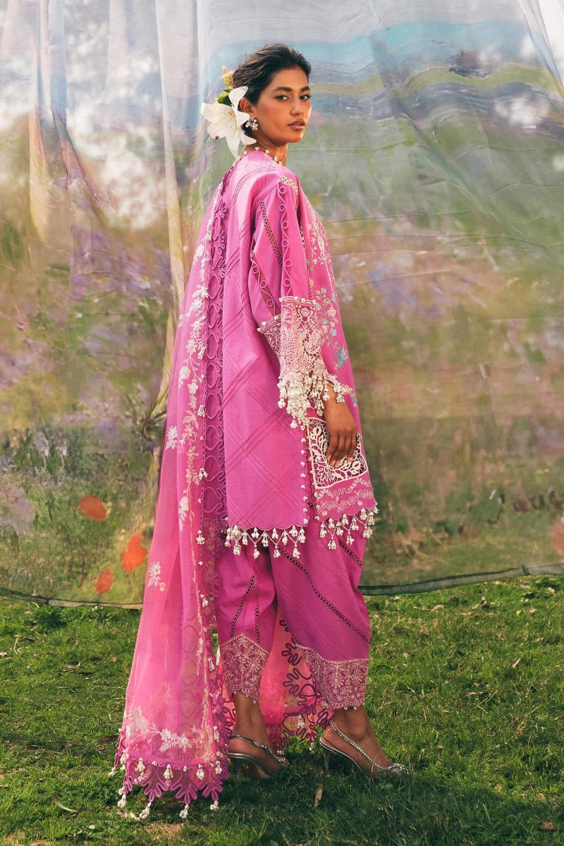 Sana Safinaz | Luxury Lawn 25 | Magenta | Unstitched | Festive wear | 005A-3CT | 3pc set. - Image 3