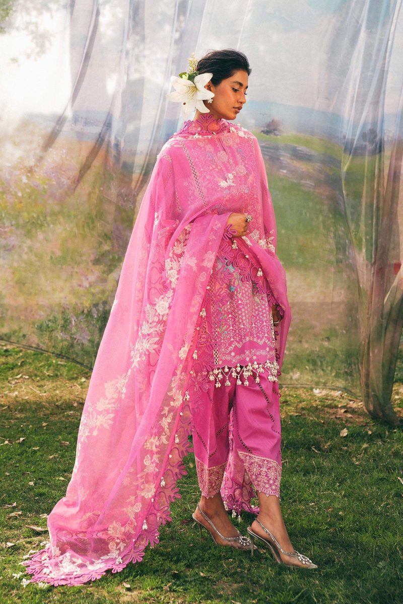 Sana Safinaz | Luxury Lawn 25 | Magenta | Unstitched | Festive wear | 005A-3CT | 3pc set. - Image 4