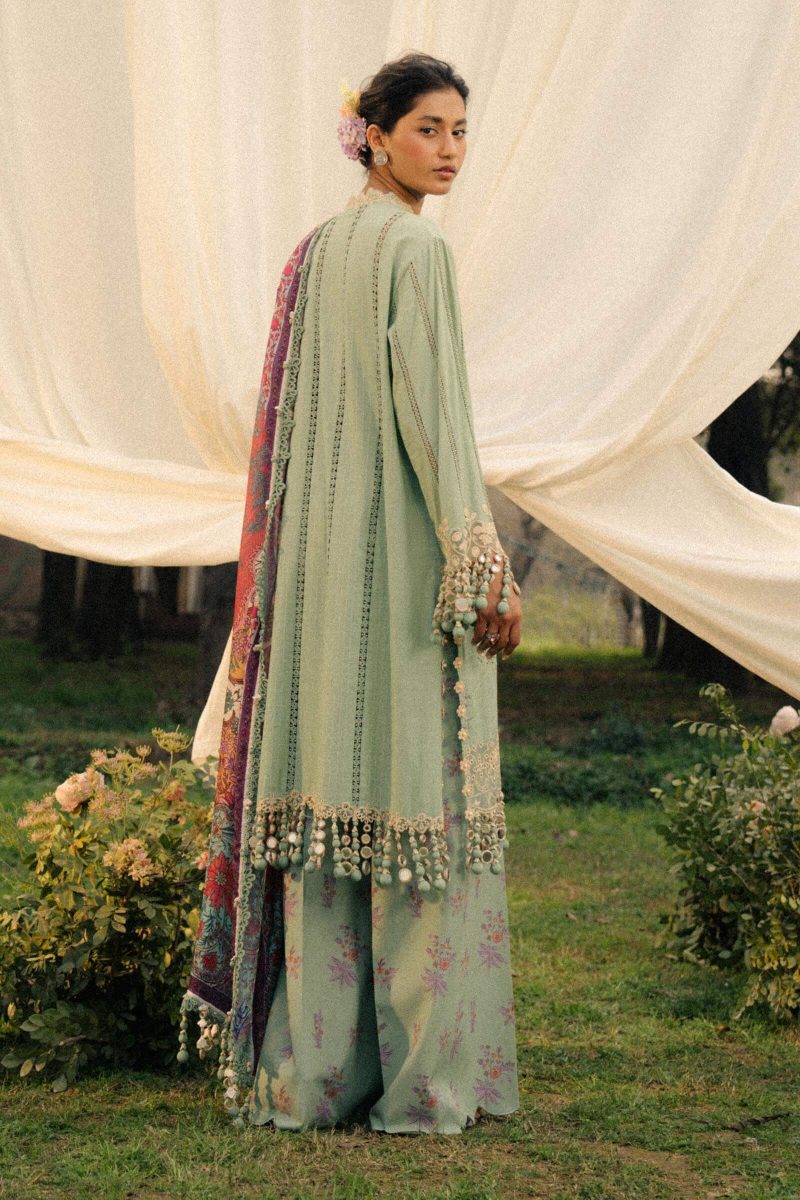 Sana Safinaz | Luxury Lawn 25 | C green | Unstitched | Festive wear | 007B-3CT | 3pc set. - Image 2