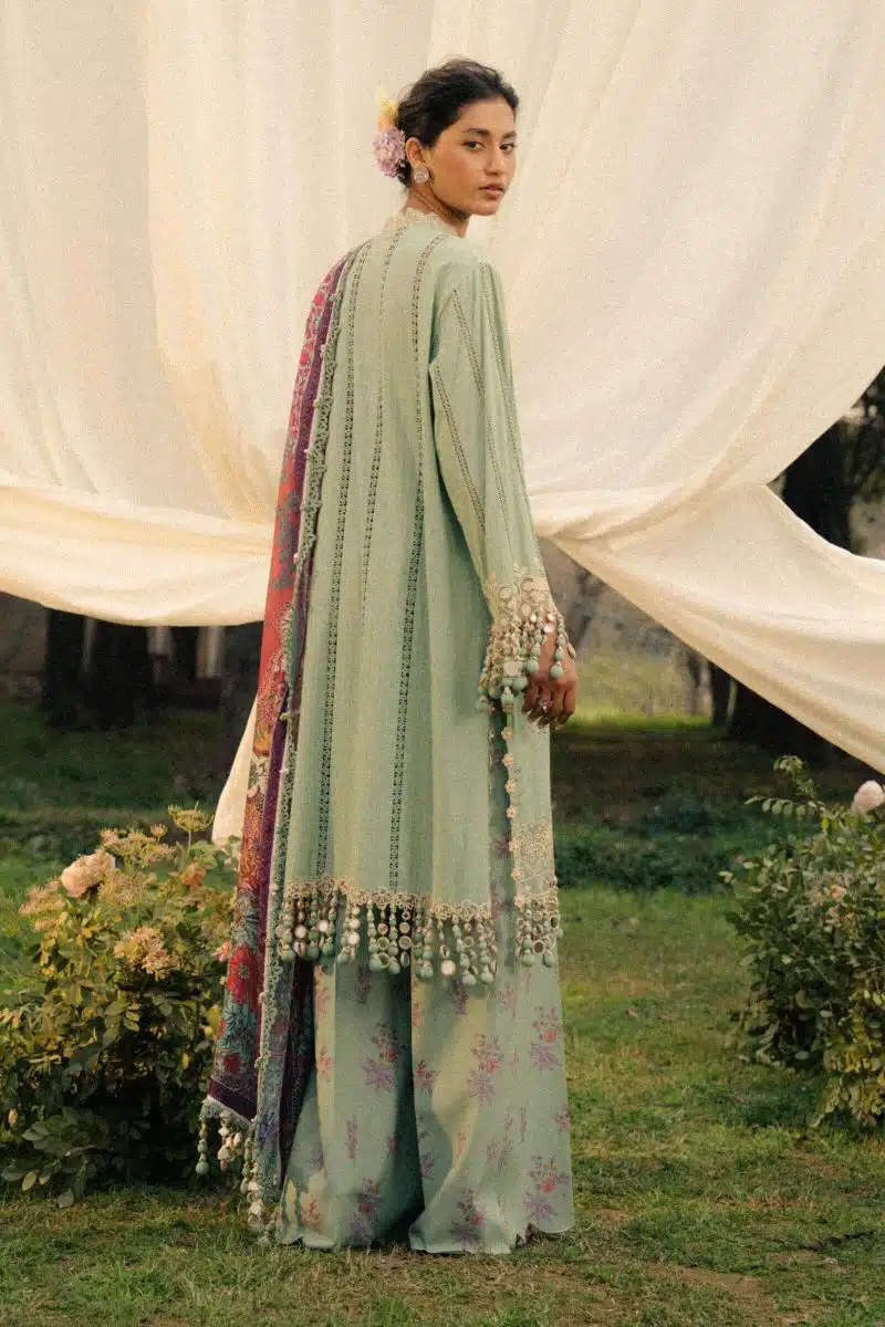 Sana Safinaz | Luxury Lawn 25 | C green | Unstitched | Festive wear | 007B-3CT | 3pc set. - Image 2