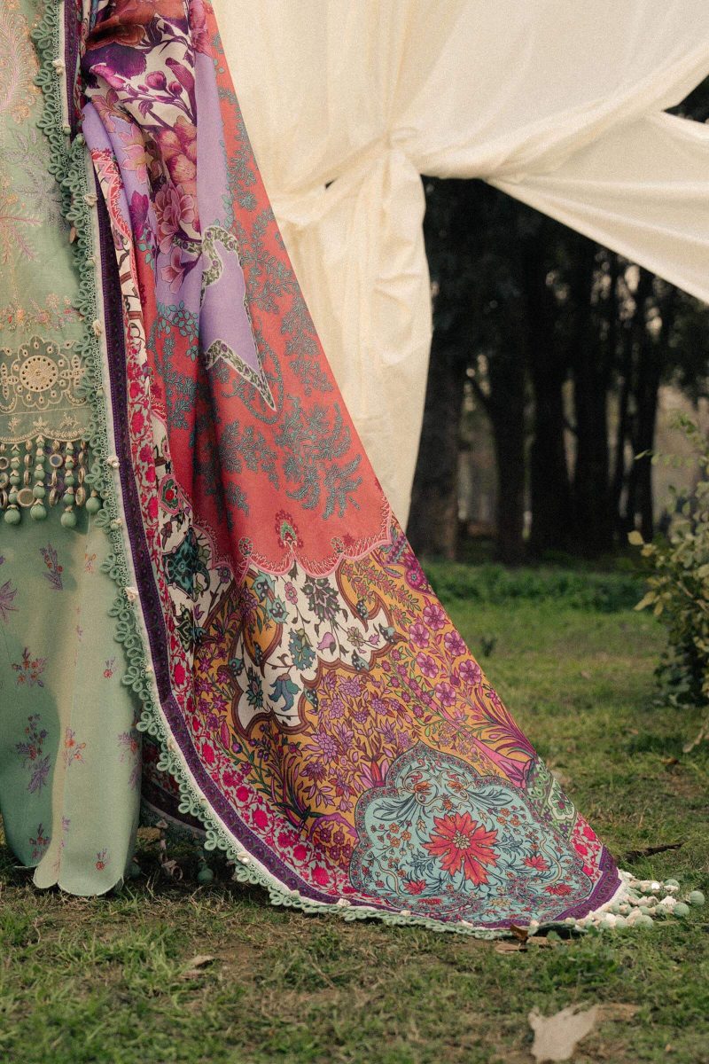 Sana Safinaz | Luxury Lawn 25 | C green | Unstitched | Festive wear | 007B-3CT | 3pc set. - Image 4