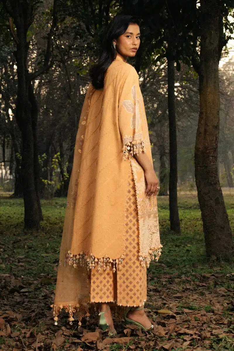 Sana Safinaz | Luxury Lawn 25 | Light orange | Unstitched | Festive wear | 008B-3CT | 3pc set. - Image 2