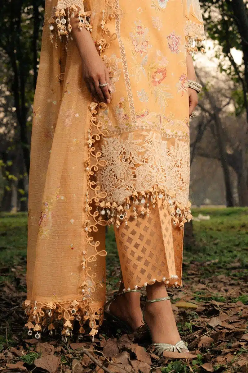 Sana Safinaz | Luxury Lawn 25 | Light orange | Unstitched | Festive wear | 008B-3CT | 3pc set. - Image 4