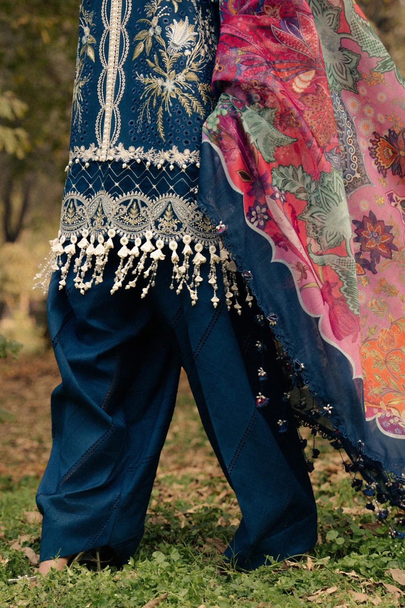 Sana Safinaz | Luxury Lawn 25 | Navy blue | Unstitched | Festive wear | 009B-3DI | 3pc set. - Image 4