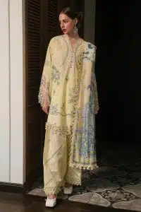 Sana Safinaz | Luxury Lawn 25 | Light yellow | Unstitched | Festive wear | 010A-3DI | 3pc set.